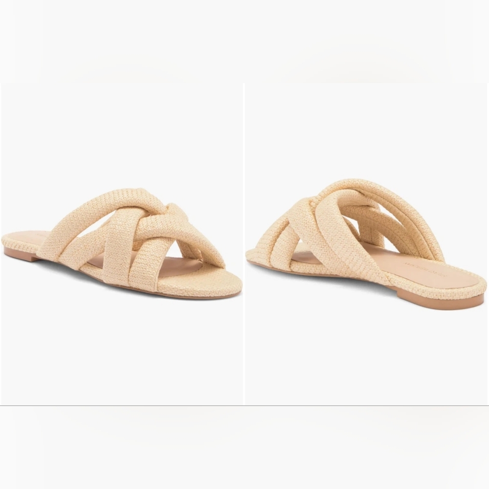 Stuart Weitzman Raffia Crossover Sandals